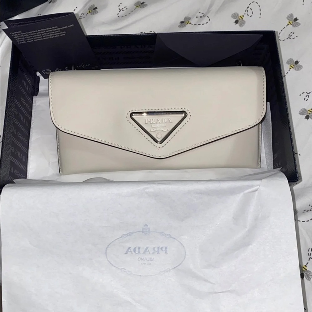 Prada Leather Envelope clutch w Shoulder bag